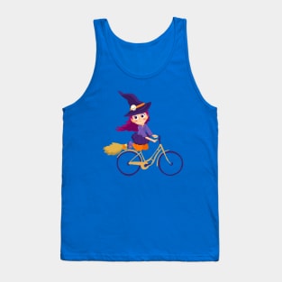 Cute Witch Riding Bike, Cycling Witch , Cyclist Witch, Biker Witch, Rider Witch, Funny Halloween Pun For Cyclist and Cycling Lovers Tank Top